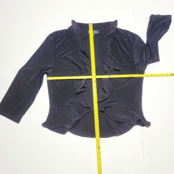 R&M Richards Silky Black Ruffled Jacket (L) Made in U.S.A. - Picture 8 of 8